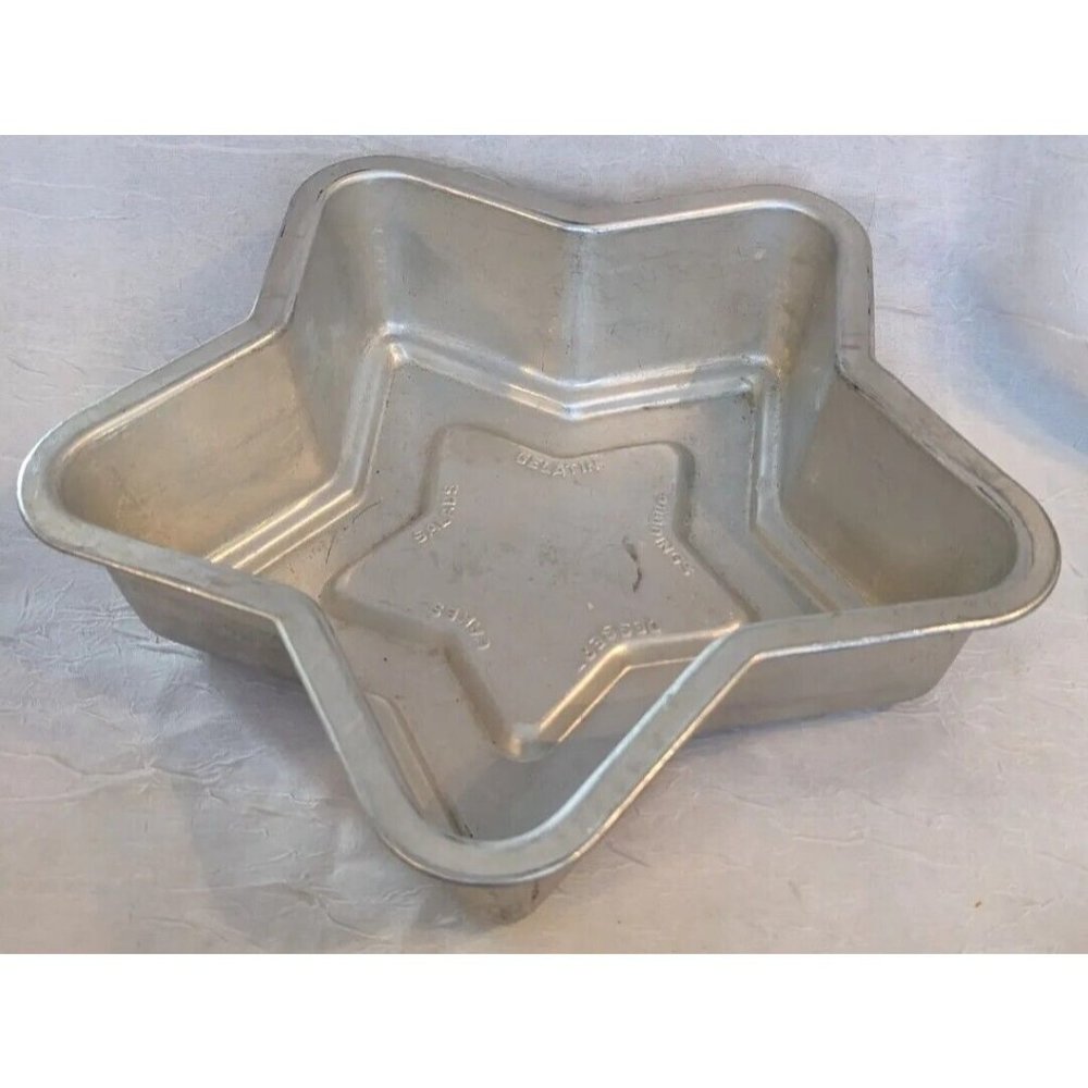 Metal Cake Pan Star Shaped Jello Mold Pudding Vtg Dessert Gelatin Tin Retro 50s - Picture 5 of 7